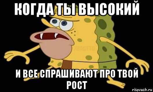 когда ты высокий и все спрашивают про твой рост, Мем Губка Боб дикарь