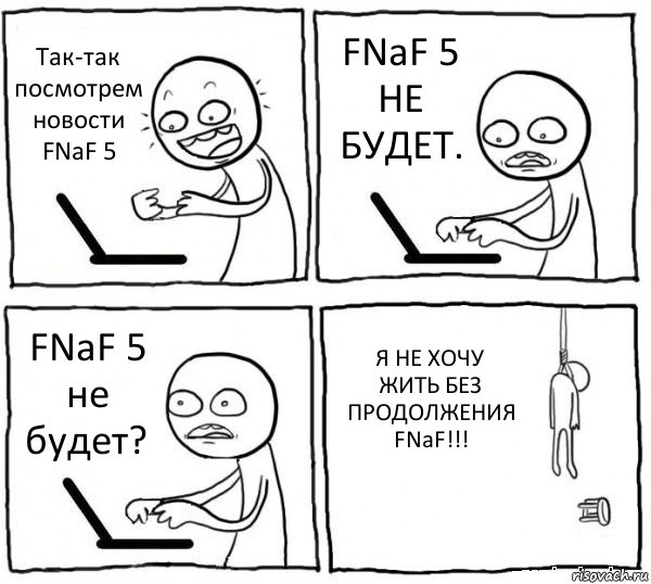 Так-так посмотрем новости FNaF 5 FNaF 5 НЕ БУДЕТ. FNaF 5 не будет? Я НЕ ХОЧУ ЖИТЬ БЕЗ ПРОДОЛЖЕНИЯ FNaF!!!, Комикс интернет убивает