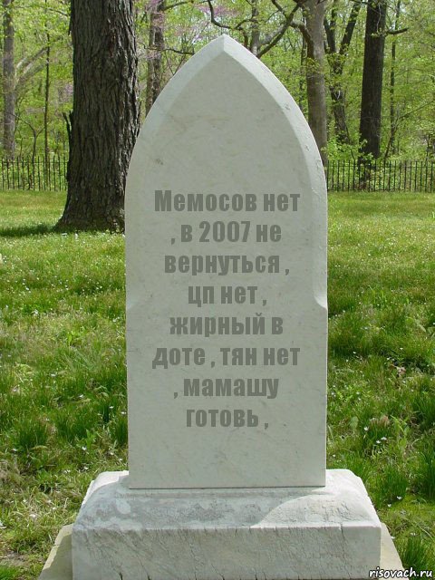 Мемосов нет , в 2007 не вернуться , цп нет , жирный в доте , тян нет , мамашу готовь ,, Комикс  Надгробие