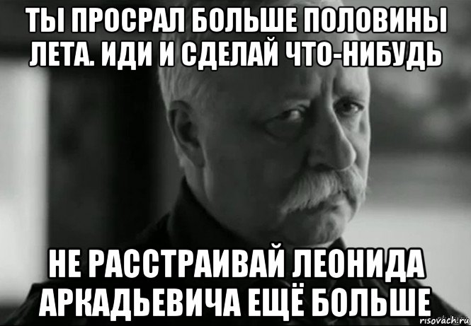 ты просрал больше половины лета. иди и сделай что-нибудь не расстраивай леонида аркадьевича ещё больше, Мем Не расстраивай Леонида Аркадьевича