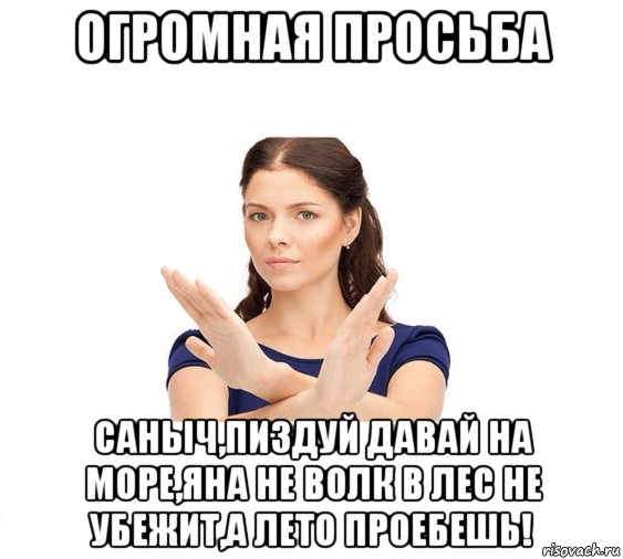 огромная просьба саныч,пиздуй давай на море,яна не волк в лес не убежит,а лето проебешь!, Мем Не зовите