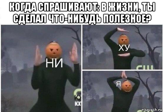 когда спрашивают: в жизни, ты сделал что-нибудь полезное? , Мем  Ни ху Я