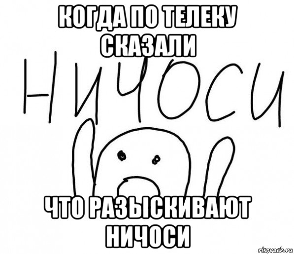 когда по телеку сказали что разыскивают ничоси, Мем  Ничоси