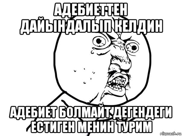 адебиеттен дайындалып келдин адебиет болмайт дегендеги естиген менин турим, Мем Ну почему (белый фон)