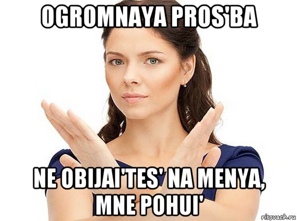 ogromnaya pros'ba ne obijai'tes' na menya, mne pohui', Мем Огромная просьба