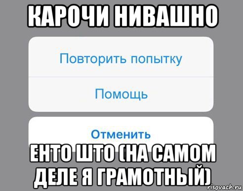 карочи нивашно енто што (на самом деле я грамотный), Мем Отменить Помощь Повторить попытку