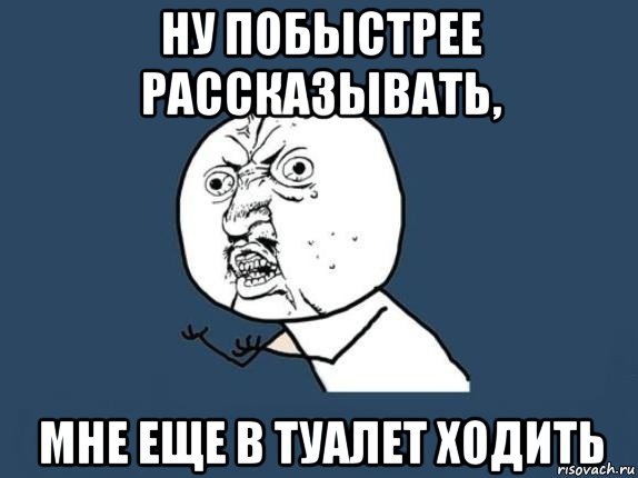 ну побыстрее рассказывать, мне еще в туалет ходить, Мем  почему мем