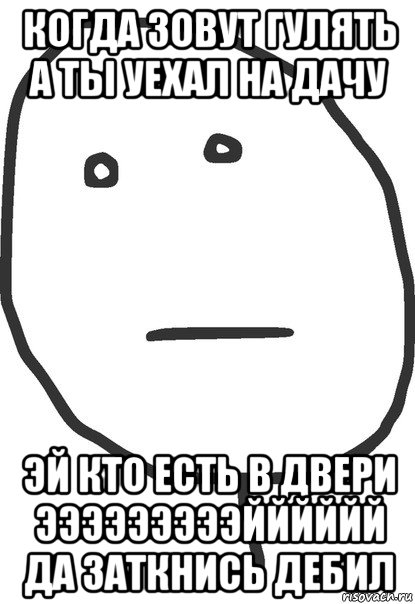 когда зовут гулять а ты уехал на дачу эй кто есть в двери эээээээээйййййй да заткнись дебил