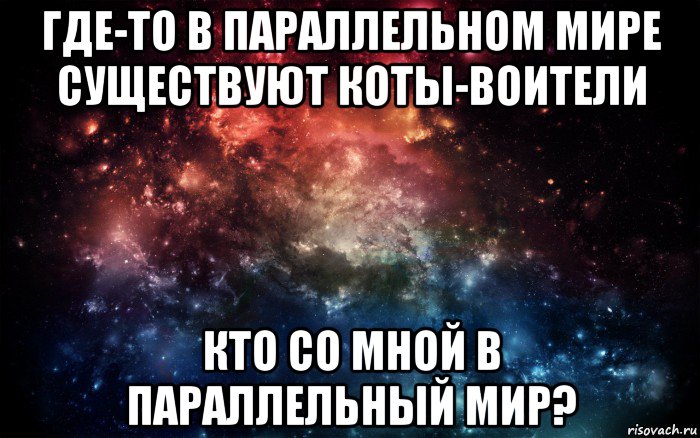 где-то в параллельном мире существуют коты-воители кто со мной в параллельный мир?, Мем Просто космос