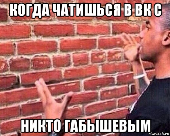 когда чатишься в вк с никто габышевым, Мем разговор со стеной