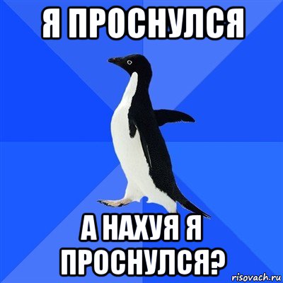 я проснулся а нахуя я проснулся?, Мем  Социально-неуклюжий пингвин