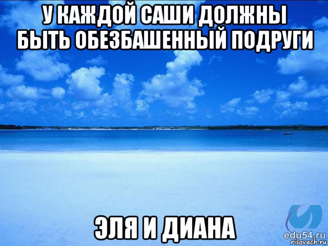 у каждой саши должны быть обезбашенный подруги эля и диана, Мем у каждой Ксюши должен быть свой 