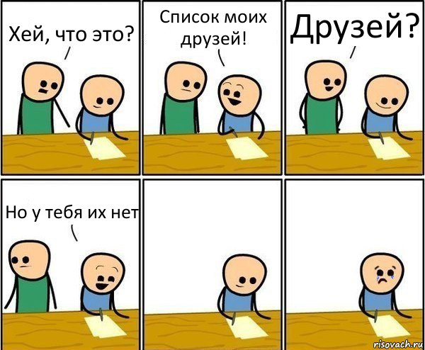 Хей, что это? Список моих друзей! Друзей? Но у тебя их нет