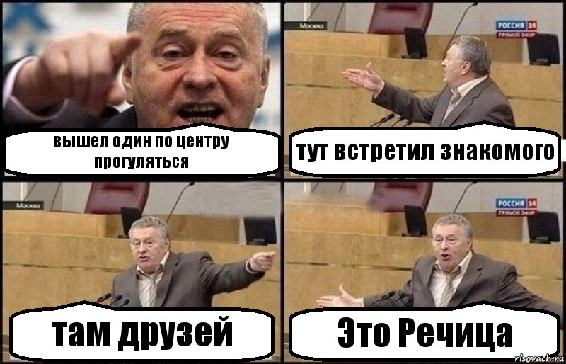 вышел один по центру прогуляться тут встретил знакомого там друзей Это Речица, Комикс Жириновский