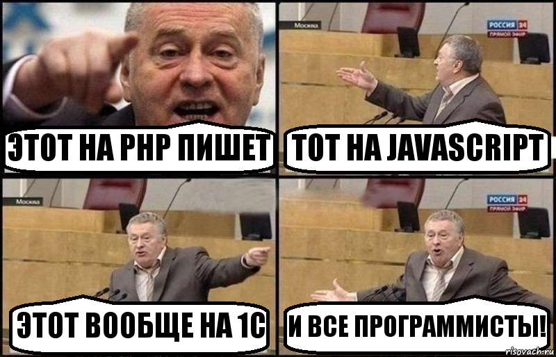 ЭТОТ НА PHP ПИШЕТ ТОТ НА JAVASCRIPT ЭТОТ ВООБЩЕ НА 1С И ВСЕ ПРОГРАММИСТЫ!, Комикс Жириновский