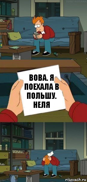 Вова. Я поехала в Польшу. Неля, Комикс  Фрай с запиской