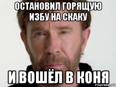 остановил горящую избу на скаку и вошёл в коня, Мем Чаке подозревает