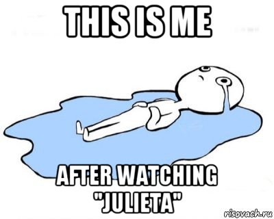 this is me after watching "julieta", Мем   человек в луже плачет