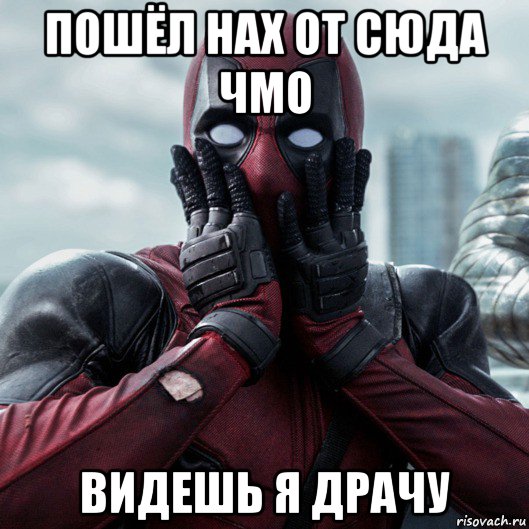 пошёл нах от сюда чмо видешь я драчу, Мем     Дэдпул