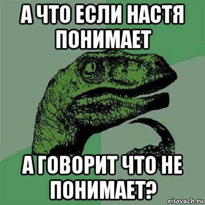 а что если настя понимает а говорит что не понимает?, Мем Филосораптор