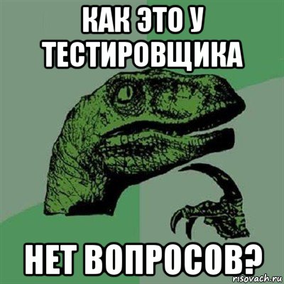 как это у тестировщика нет вопросов?, Мем Филосораптор