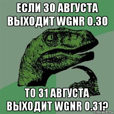 если 30 августа выходит wgnr 0.30 то 31 августа выходит wgnr 0.31?, Мем Филосораптор