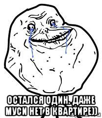  остался один. даже муси нет в квартире)), Мем Forever Alone