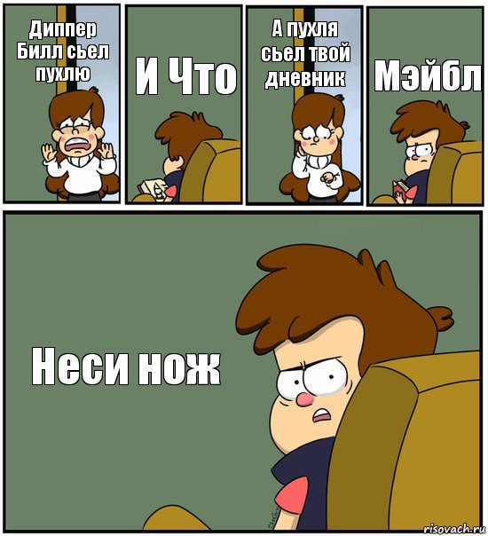 Диппер Билл сьел пухлю И Что А пухля сьел твой дневник Мэйбл Неси нож, Комикс   гравити фолз