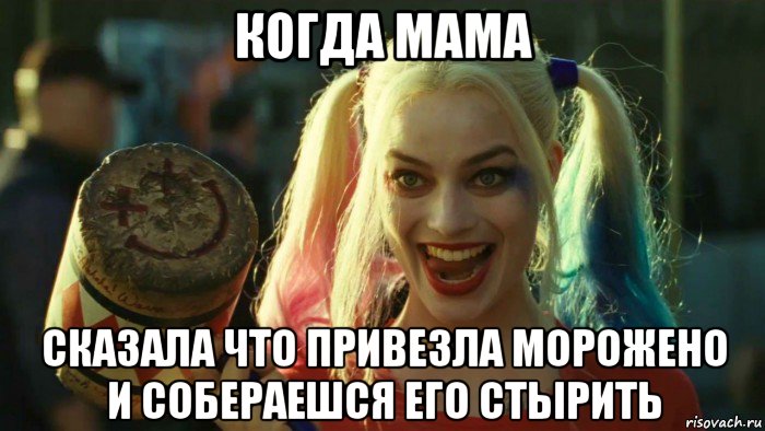 когда мама сказала что привезла морожено и собераешся его стырить, Мем    Harley quinn