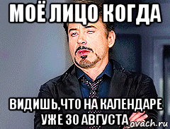 моё лицо когда видишь,что на календаре уже 30 августа, Мем мое лицо когда