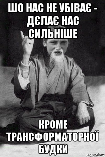 шо нас не убіває - дєлає нас сильніше кроме трансформаторної будки, Мем Мудрий паца