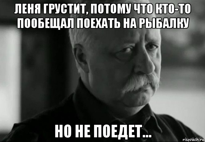 леня грустит, потому что кто-то пообещал поехать на рыбалку но не поедет..., Мем Не расстраивай Леонида Аркадьевича