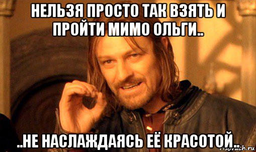 нельзя просто так взять и пройти мимо ольги.. ..не наслаждаясь её красотой.., Мем Нельзя просто так взять и (Боромир мем)