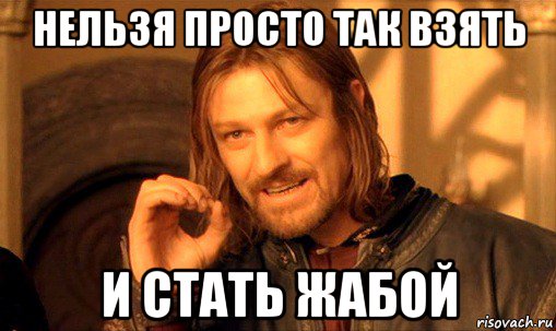 нельзя просто так взять и стать жабой, Мем Нельзя просто так взять и (Боромир мем)