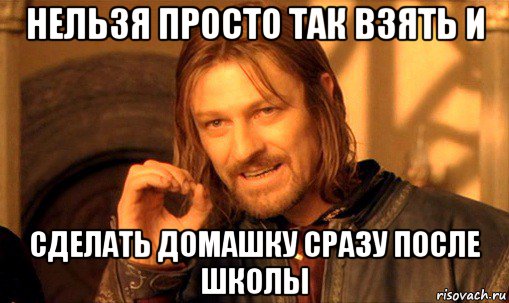 нельзя просто так взять и сделать домашку сразу после школы, Мем Нельзя просто так взять и (Боромир мем)