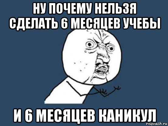 ну почему нельзя сделать 6 месяцев учебы и 6 месяцев каникул, Мем Ну почему