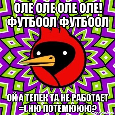 оле оле оле оле! футбоол футбоол ой а телек та не работает =( ню потемююю?, Мем Омская птица