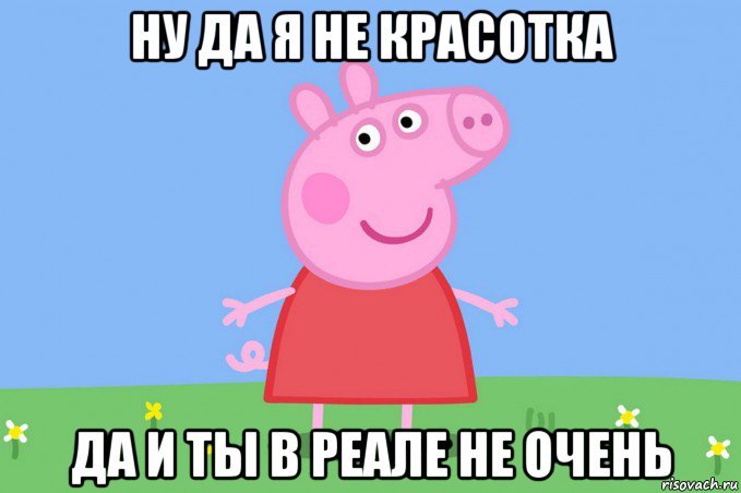 ну да я не красотка да и ты в реале не очень, Мем Пеппа