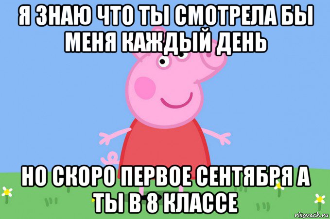 я знаю что ты смотрела бы меня каждый день но скоро первое сентября а ты в 8 классе, Мем Пеппа