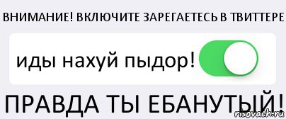 ВНИМАНИЕ! ВКЛЮЧИТЕ ЗАРЕГАЕТЕСЬ В ТВИТТЕРЕ иды нахуй пыдор! ПРАВДА ТЫ ЕБАНУТЫЙ!, Комикс Переключатель