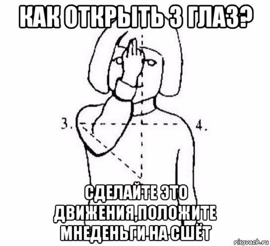 как открыть 3 глаз? сделайте это движения,положите мнеденьги на сшёт, Мем  Перекреститься