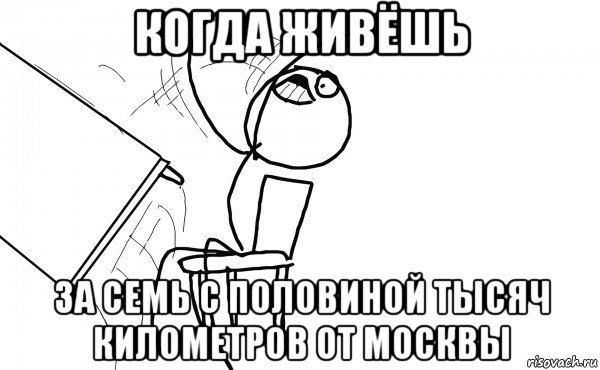 когда живёшь за семь с половиной тысяч километров от москвы, Мем  Переворачивает стол