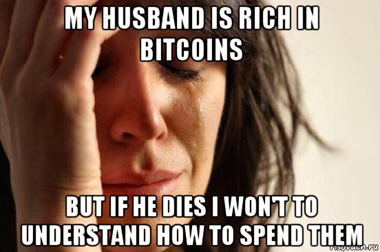 my husband is rich in bitcoins but if he dies i won't to understand how to spend them, Мем Девушка плачет