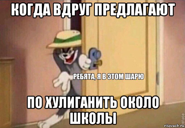 когда вдруг предлагают по хулиганить около школы, Мем    Ребята я в этом шарю