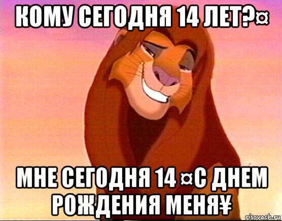 кому сегодня 14 лет?¤ мне сегодня 14 ¤с днем рождения меня¥, Мем Симба