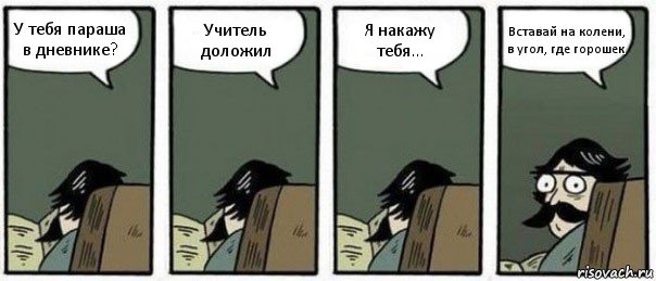 У тебя параша в дневнике? Учитель доложил Я накажу тебя... Вставай на колени, в угол, где горошек, Комикс Staredad