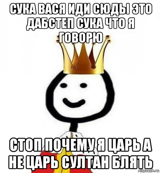 сука вася иди сюды это дабстеп сука что я говорю стоп почему я царь а не царь султан блять, Мем Теребонька Царь