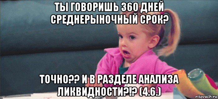 ты говоришь 360 дней среднерыночный срок? точно?? и в разделе анализа ликвидности?!? (4.6.), Мем  Ты говоришь (девочка возмущается)