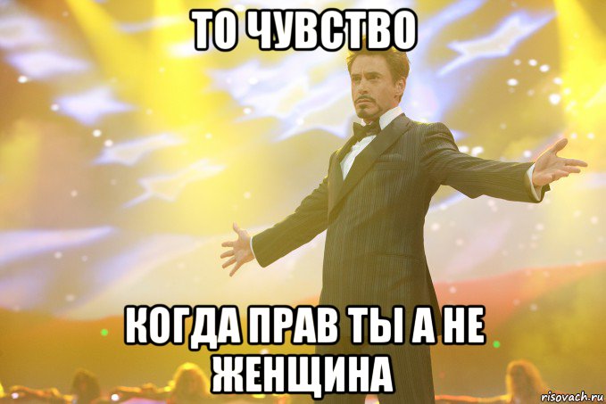 то чувство когда прав ты а не женщина, Мем Тони Старк (Роберт Дауни младший)