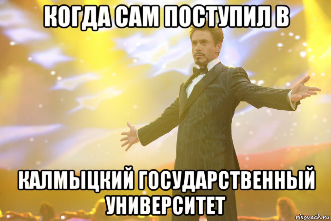 когда сам поступил в калмыцкий государственный университет, Мем Тони Старк (Роберт Дауни младший)